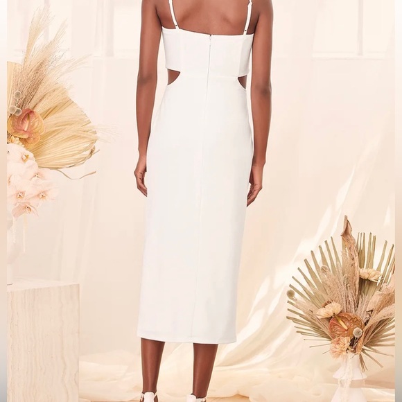 Lulu’s White Cutout Midi Dress - Brides Bachelorette Rehearsal Shower - Picture 6 of 6
